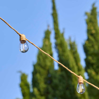 Guirlande lumineuse solaire et sur secteur en corde 10 ampoules transparentes LED blanc chaud FANTASY CORD SOLAR 8m