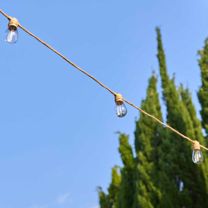 Guirlande lumineuse solaire et sur secteur en corde 10 ampoules transparentes LED blanc chaud FANTASY CORD SOLAR 8m