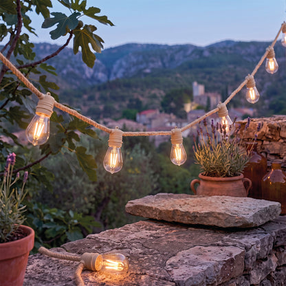 Guirlande lumineuse solaire corde 10 ampoules transparentes LED blanc chaud FANTASY CORD SOLAR 8m