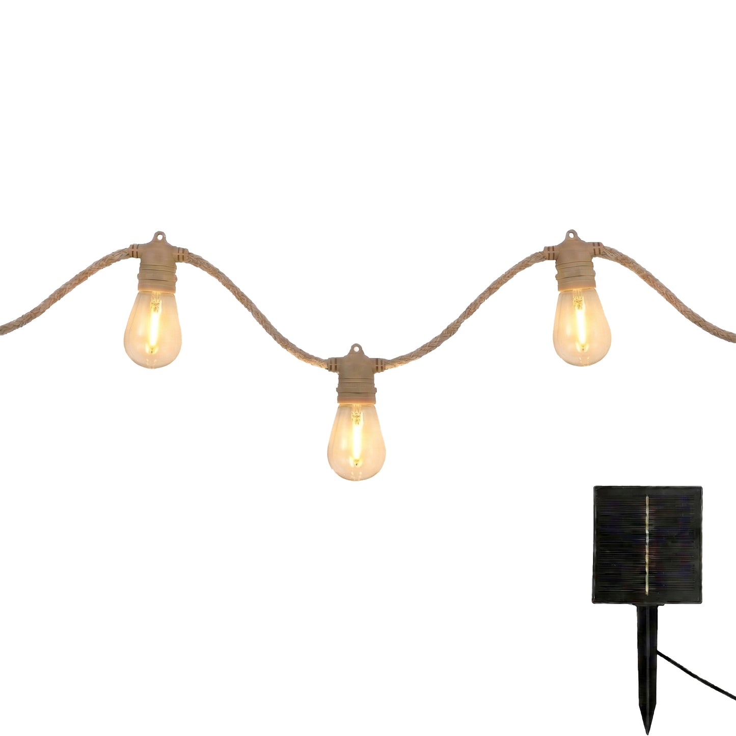Guirlande lumineuse solaire corde 10 ampoules transparentes LED blanc chaud FANTASY CORD SOLAR 8m