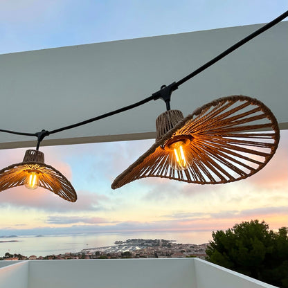 Lot de 2 guirlandes lumineuses extérieur connectables 14 abat-jour ondulés D30cm ampoules filament E27 LED blanc chaud 2x WAVY LIGHT 10m