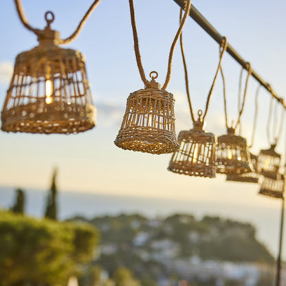 Guirlande lumineuse solaire et sur secteur raccordable en corde 20 ampoules transparentes LED blanc chaud dimmable SAMOA LIGHT HYBRID 13m