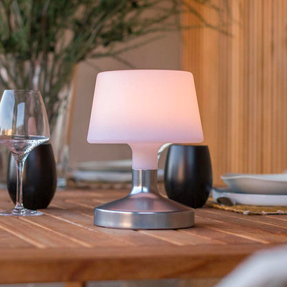 Lampe de table touch design sans fil pied en acier LED blanc chaud/blanc dimmable HELEN SILVER H21cm
