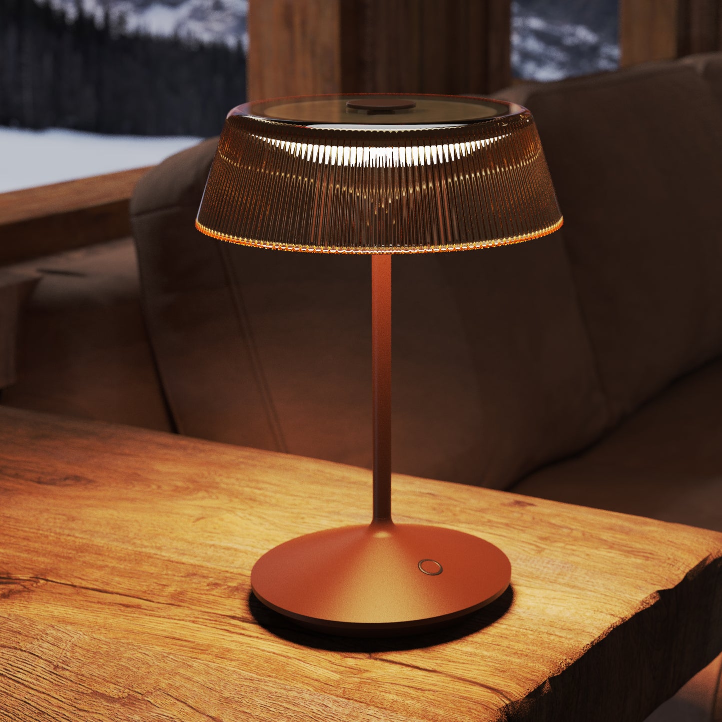 Lampe de table sans fil en aluminium bronze LED blanc chaud dimmable VITRUM CORTEN H26,5 cm