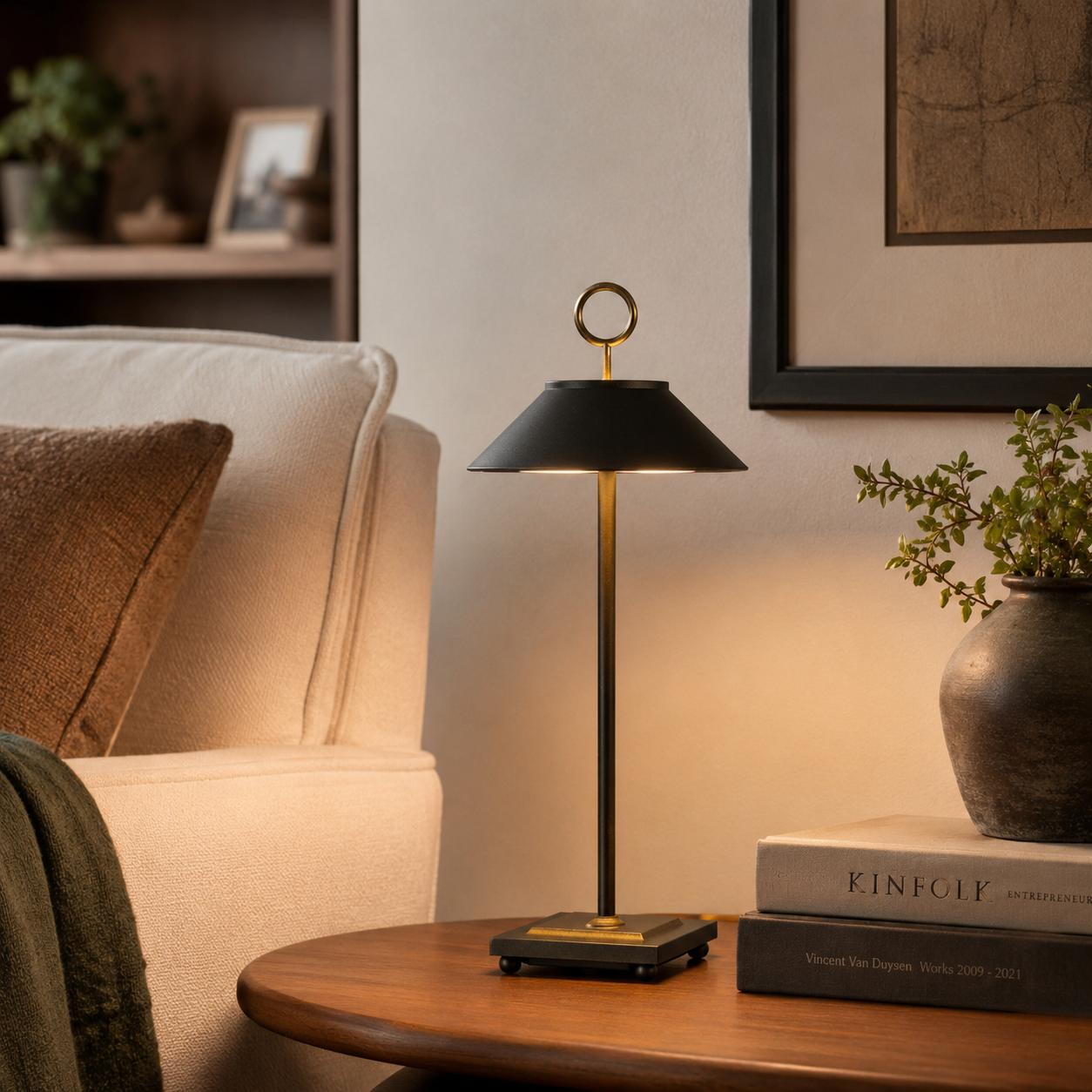 Lampe de table sans fil dimmable en aluminium noire LED MARAIS BLACK H28,4 cm