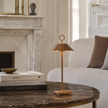 Lampe de table sans fil dimmable en aluminium couleur bronze LED MARAIS BRONZE H29 cm