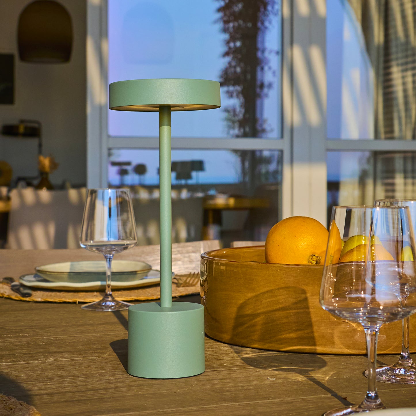 Lot de 2 lampes de table sans fil touch en aluminium vert olive mat LED ROBY OLIVE H30cm