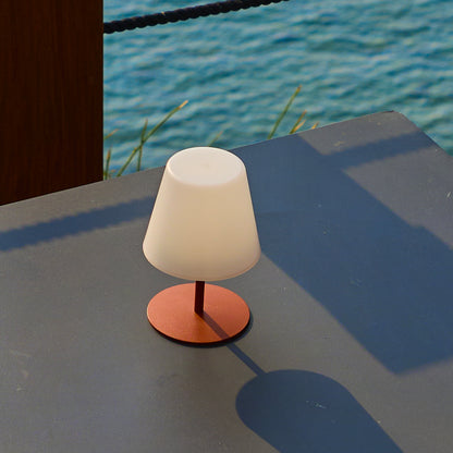 Mini lampe de table sans fil pied en acier terracotta LED blanc chaud TWINS SOLO TERRA H16cm