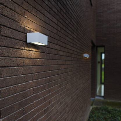 Applique murale d'extérieur sur secteur bidirectionnelle GEMINI WHITE aluminium blanc LED blanc H6,5cm