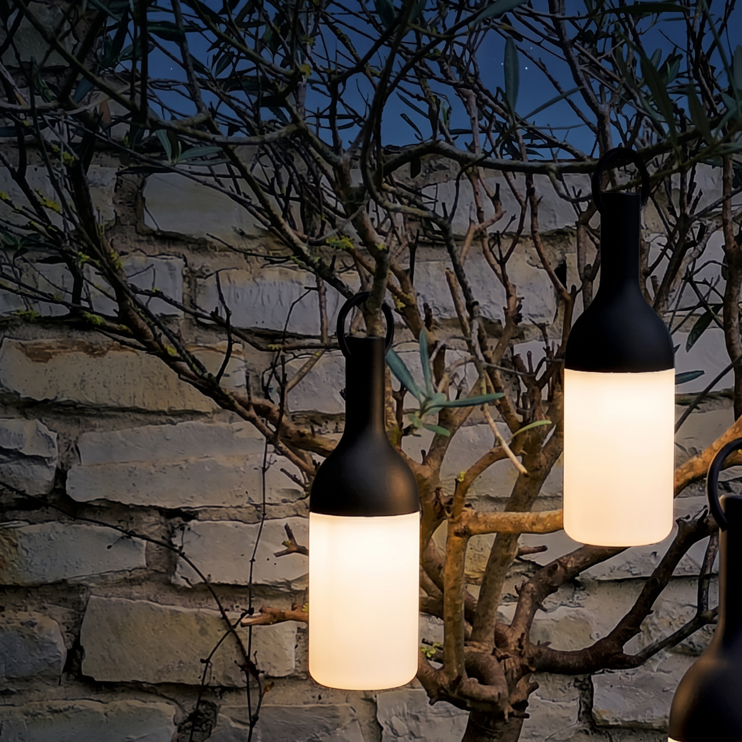 Lanterne sans fil LED blanc chaud ELO MINI NOIRE H22cm