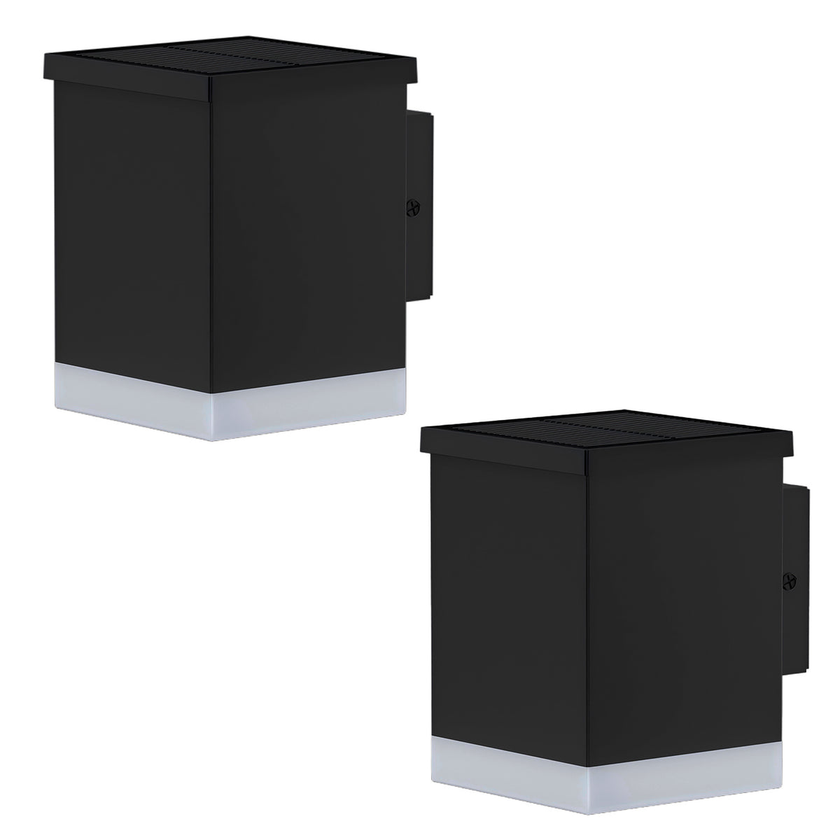 Lot de 2 appliques murales solaires cubes noires LED blanc chaud éclairage haut et bas 2x SUNBOX BLACK H12cm