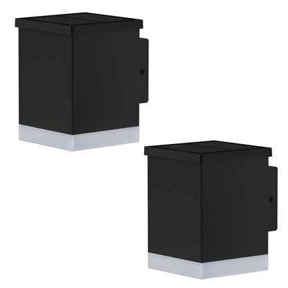 Lot de 2 appliques murales solaires cubes noires LED blanc chaud éclairage haut et bas 2x SUNBOX BLACK H12cm