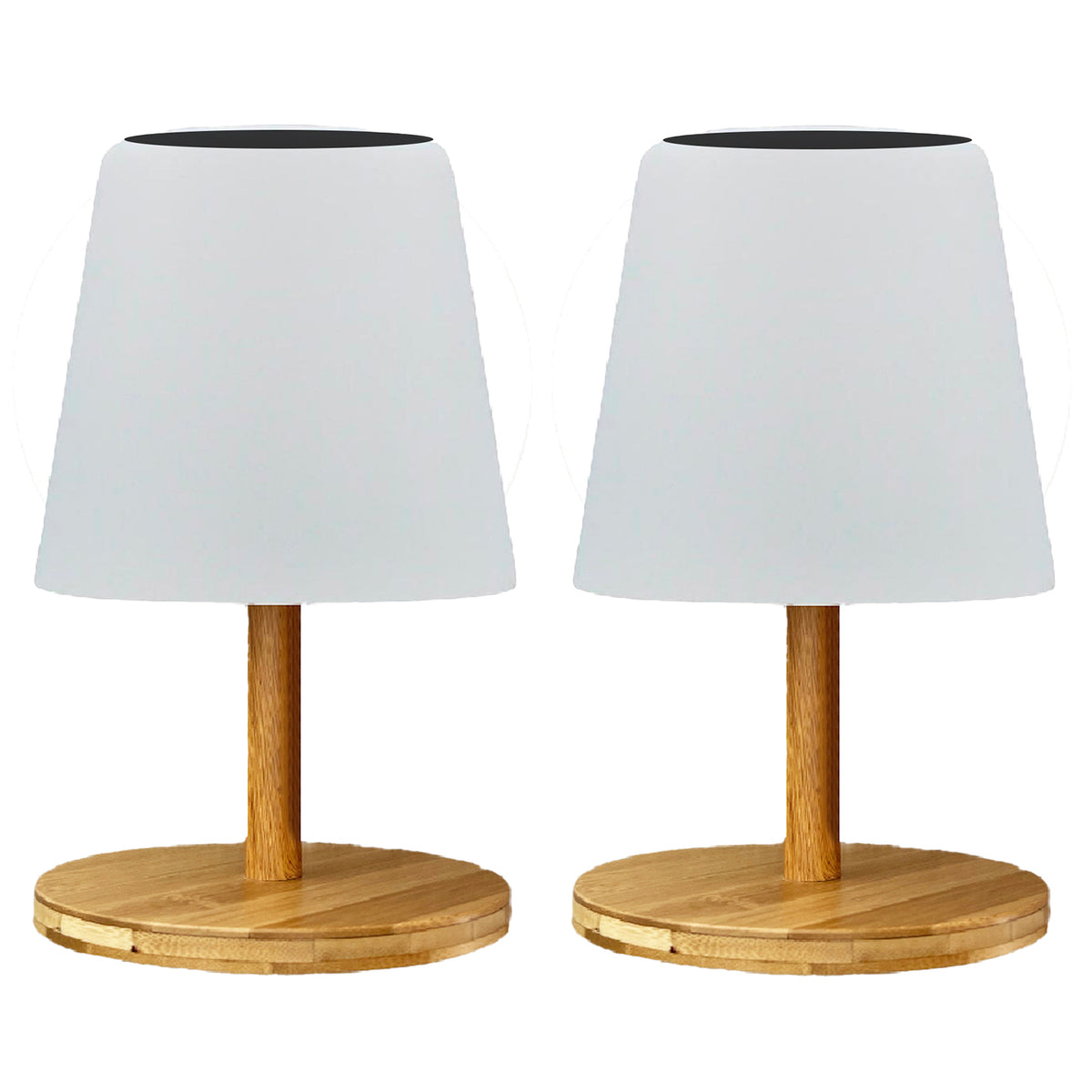 Lot de 2 lampes de table solaires et USB effet bois LED blanc chaud dimmable 2x STANDY MINI WOOD SOLAR H25cm