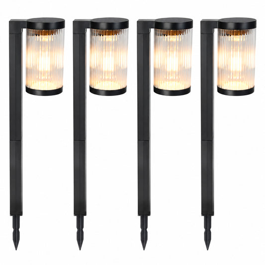 Lot de 4 balises solaires à piquer noires LED blanc chaud pour allée de jardin 4x BEAMLIT H58cm