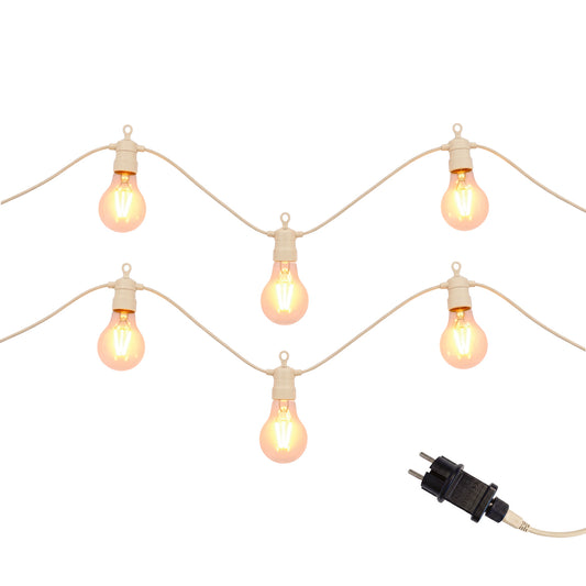 Lot de 2 guirlandes lumineuses extérieur raccordables beige 20 globes transparents LED blanc chaud 2x PARTY MAX CLEAR CREAM 13m