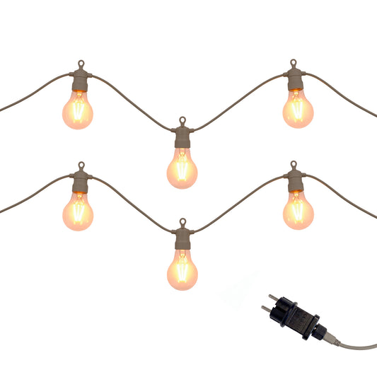 Lot de 2 guirlandes lumineuses extérieur raccordables taupe 20 globes transparents LED blanc chaud 2x PARTY MAX CLEAR TAUPE 13m