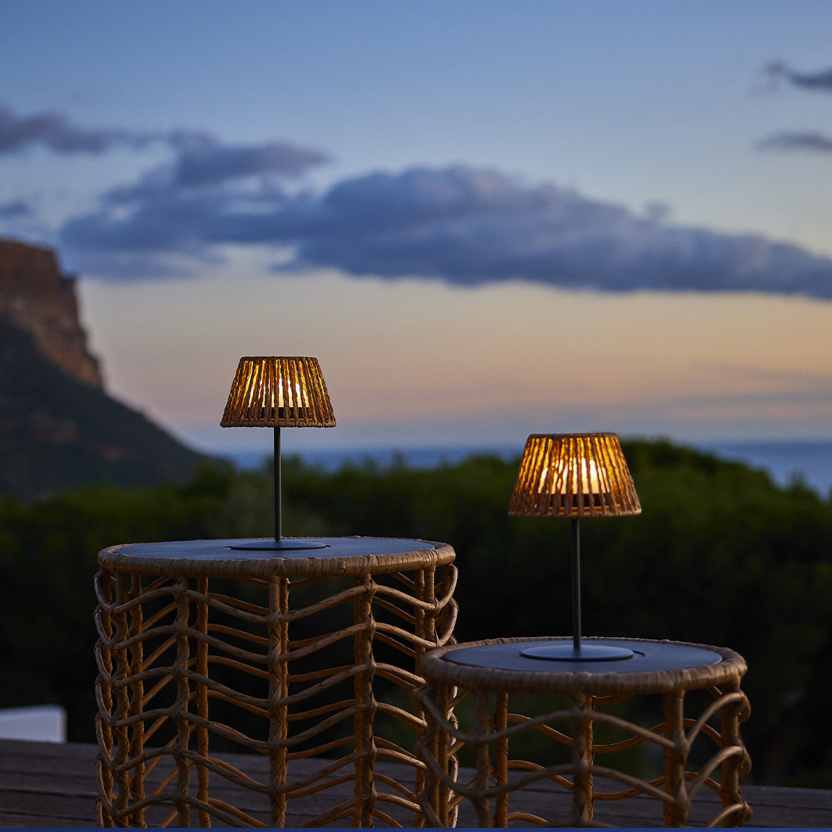 Lot de 4 minis lampes de table LED sans fil blanc dimmable 2X TWINS RAFFY H23.5cm