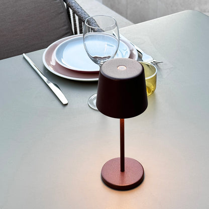 Mini lampe de table touch sans fil en aluminium bronze LED KELLY MINI VINTAGE blanc dimmable H22cm