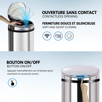 Poubelle de cuisine automatique 50L ARTIC en acier Inox avec seau