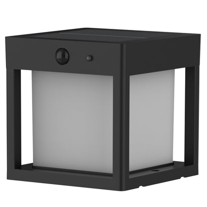 Borne lumineuse carré avec détecteur de mouvement PILARO BLACK LED blanc chaud 15cm