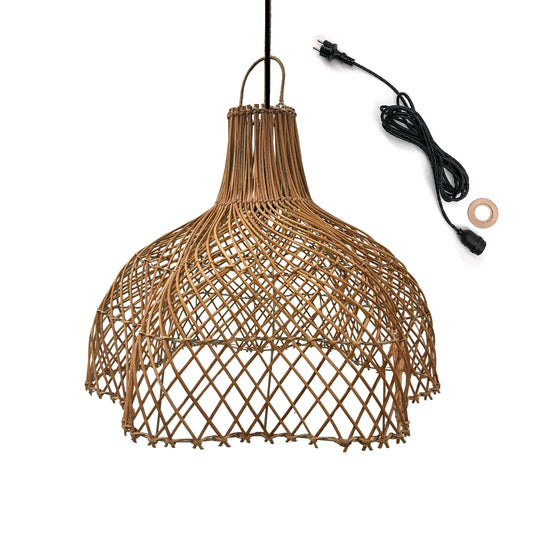 Suspension sur secteur pour l'extérieur ARIA OUTDOOR CABLE en rotin naturel style bohème 5m de longueur de câble