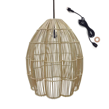 Suspension sur secteur pour l'extérieur AVILA OUTDOOR CABLE en rotin naturel style bohème 5m de longueur de câble