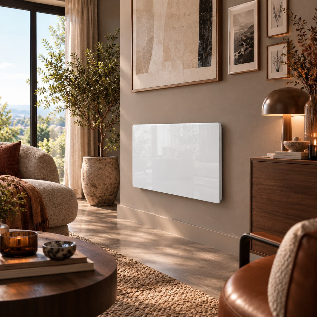 Radiateur électrique à inertie sèche bloc CERAMIQUE + facade VERRE écran LCD 1500W GLASS Norme NF