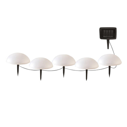 5 demi boules solaires lumineuses à piquer balisage allée LED blanc HALF MOON ∅15 cm - REDDECO.com