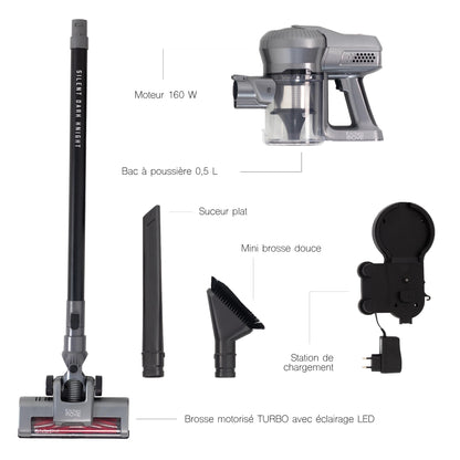 Aspirateur balai sans fil 2 en 1 multifonction sans sac 2 vitesses puissant léger silencieux 160W avec brosse LED - REDDECO.com