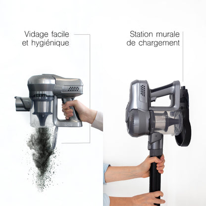 Aspirateur balai sans fil 2 en 1 multifonction sans sac 2 vitesses puissant léger silencieux 160W avec brosse LED - REDDECO.com