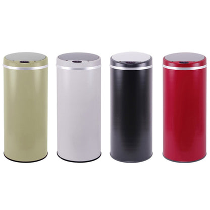 Poubelle de cuisine automatique 42L SOHO Blanc mat en acier INOX avec cerclage - REDDECO.com