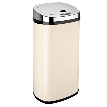 Poubelle de cuisine automatique 42L LARGO Crème brillant en acier INOX avec cerclage - REDDECO.com