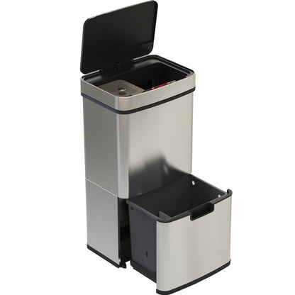 Poubelle De Cuisine Automatique Tri Sélectif Double Compartiment 75l NARVIK En Acier Inox Recyclage Grande Capacité Et Poubelle De Table 3l - REDDECO.com