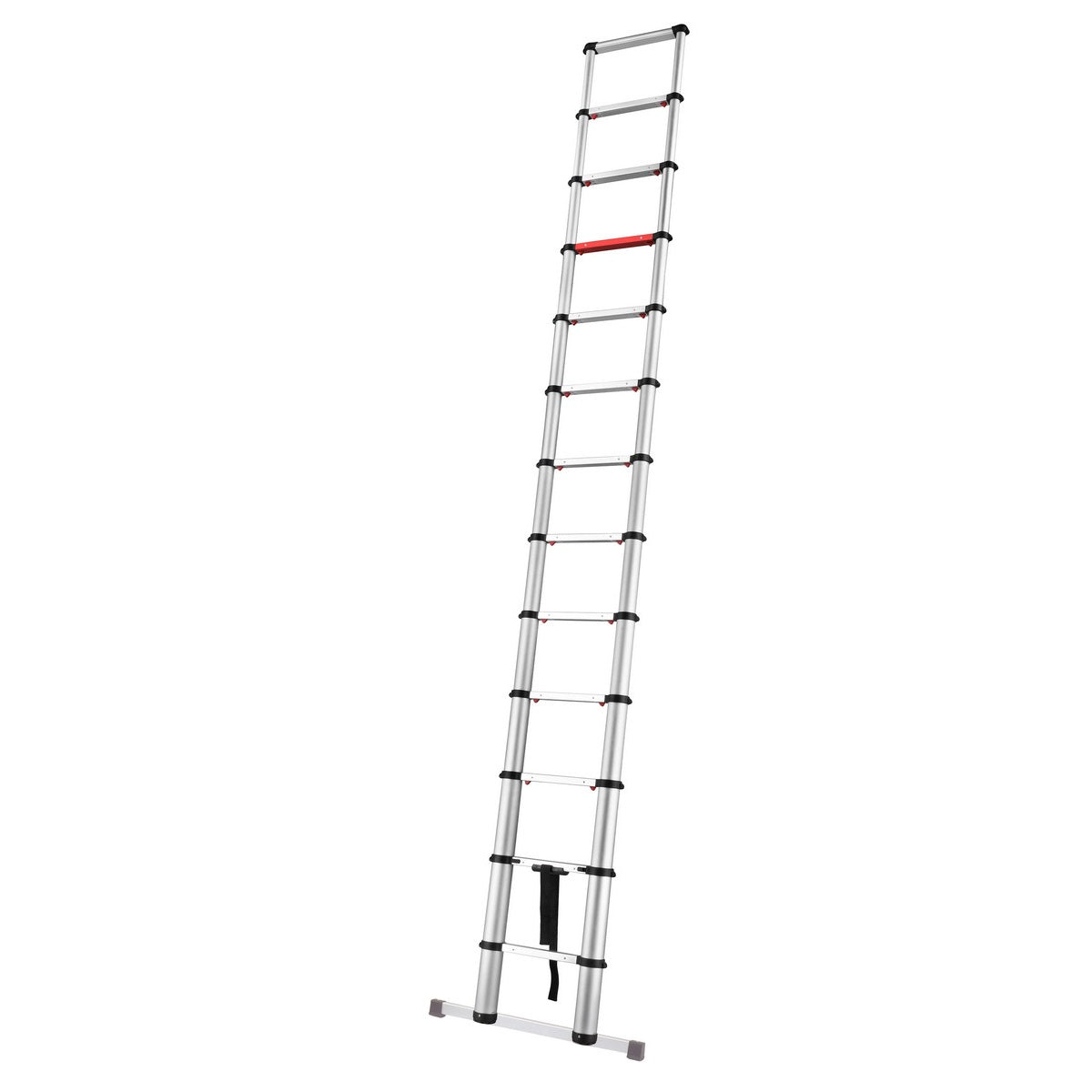 Echelle télescopique avec stabilisateur 3.91m en aluminium PRO Couleur Rouge et Gris - REDDECO.com