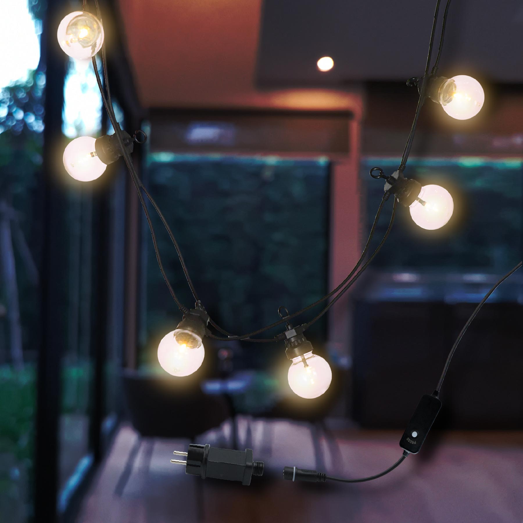 Guirlande guinguette 10 LEDS transparentes avec 10 nano LEDS