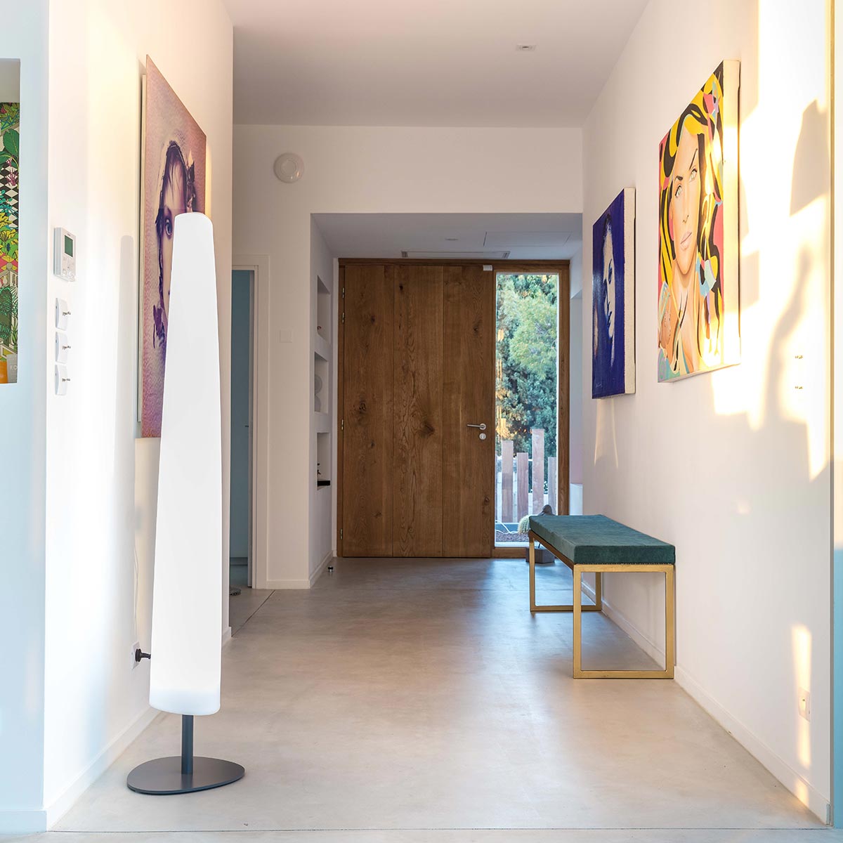 Lampadaire lumineux design fin filaire pour extérieur éclairage puissant LED blanc BAY H160cm - REDDECO.com
