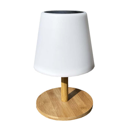 Lampe de table solaire et rechargeable LED blanc chaud/blanc dimmable pied en bambou STANDY MINI WOOD SOLAR H25cm