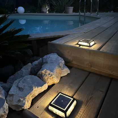 Lot de 2 balises solaires de jardin carrées à poser balisage LED blanc chaud 2x QUADRY 12x12cm