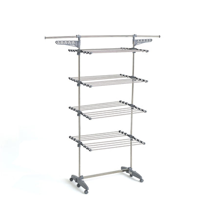 Séchoir à linge étendoir multifonction 30M EXTRA 4 niveaux Gris et Inox - REDDECO.com